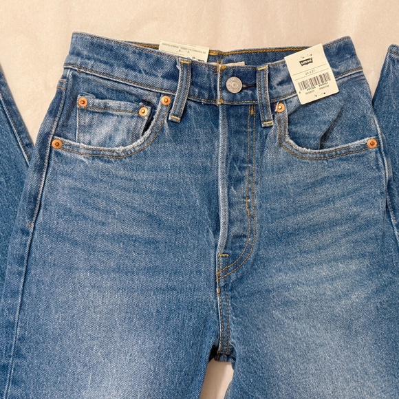 LEVI’S Premium Ribcage Straight Ankle Jeans in Dance Around Size 24 - Picture 6 of 10